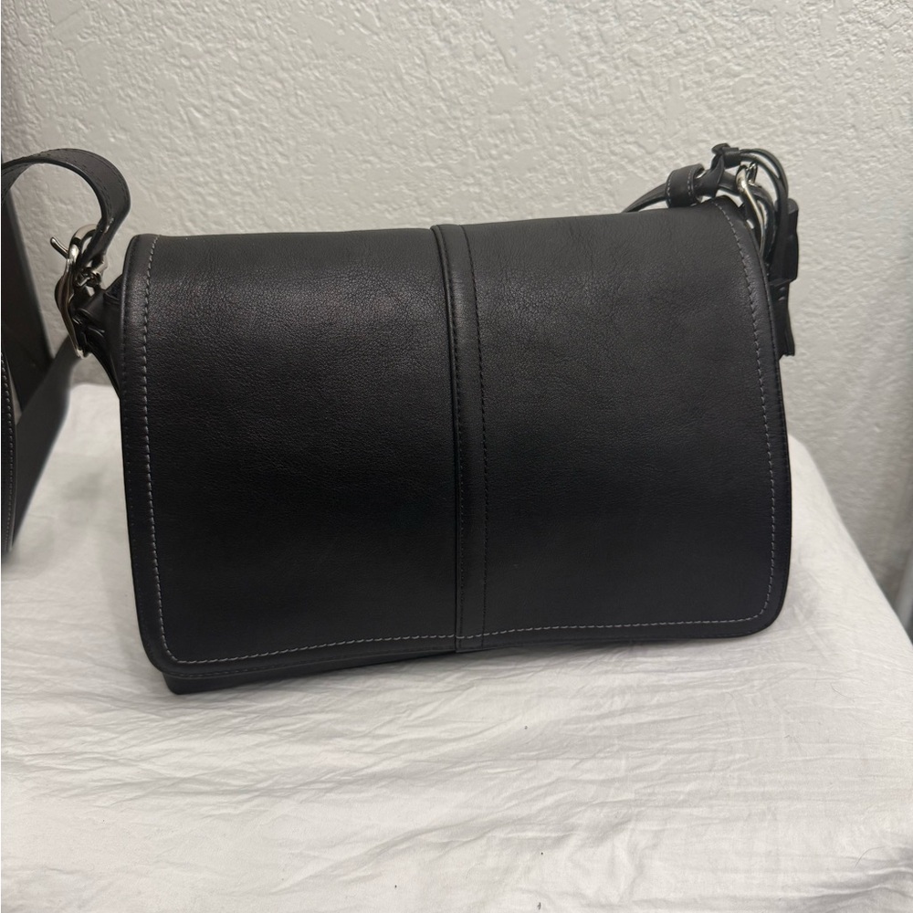 Coach Black Leather with silver hardware